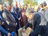 آیین خشت گذاری  هنرستان  ۲۴۰ نفری دخترانه خیرساز علاقه بند در روستای یوسف آباد شهرستان ملارد با حضور استاندار تهران